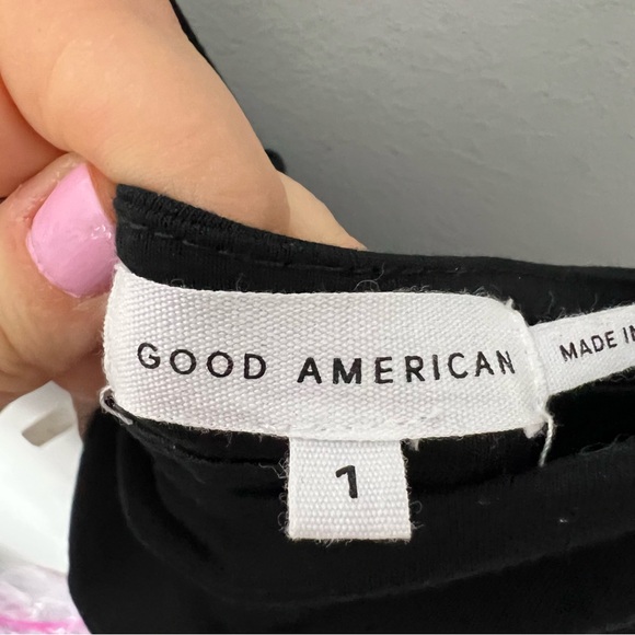 Good American Tank Dress 90s Square Neck Sleeveless Black Classic Stretch 622 - Picture 5 of 9